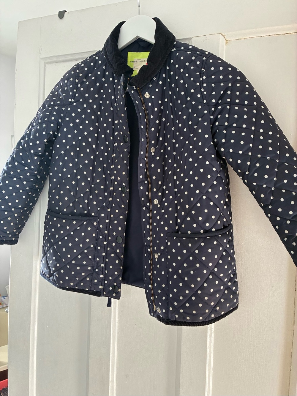 Crewcuts Navy Polka Dot Quilted Puffer Jacket. Beautiful jacket. No flaws